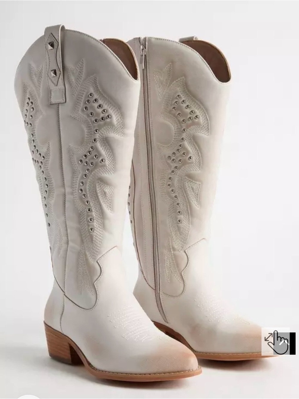 torrid White Studded Western Knee-High Boots